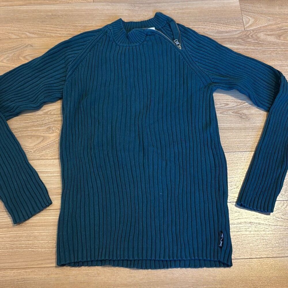 Armani exchange blue side zipper knit sweater size small‎ women’s